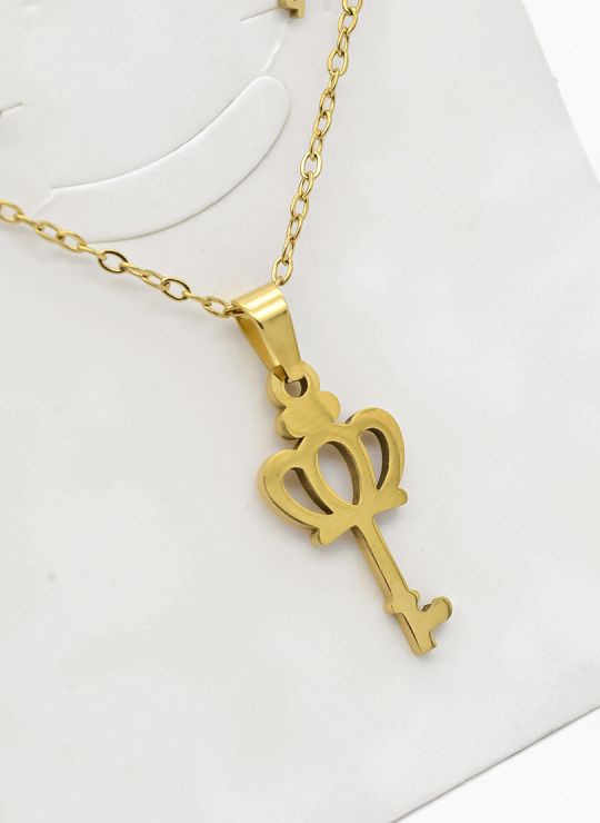 SET DE COLLAR, DIJE Y ARETES EN ACERO INOXIDABLE 316L