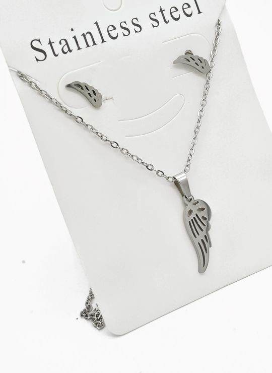 SET DE COLLAR, DIJE Y ARETES EN ACERO INOXIDABLE 316L