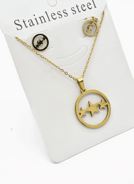 SET DE COLLAR, DIJE Y ARETES EN ACERO INOXIDABLE 316L
