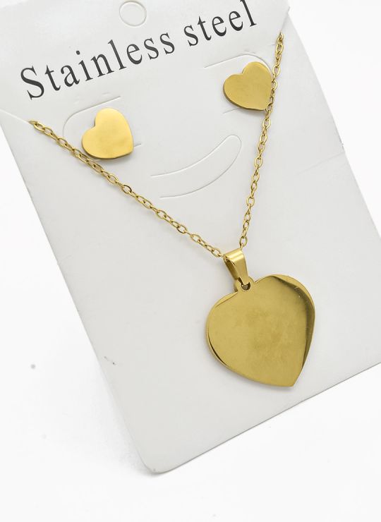 SET DE COLLAR, DIJE Y ARETES EN ACERO INOXIDABLE 316L