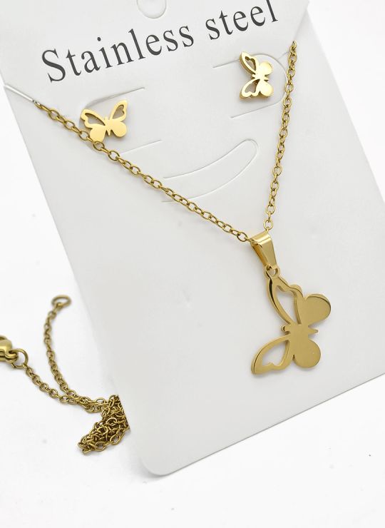 SET DE COLLAR, DIJE Y ARETES EN ACERO INOXIDABLE 316L