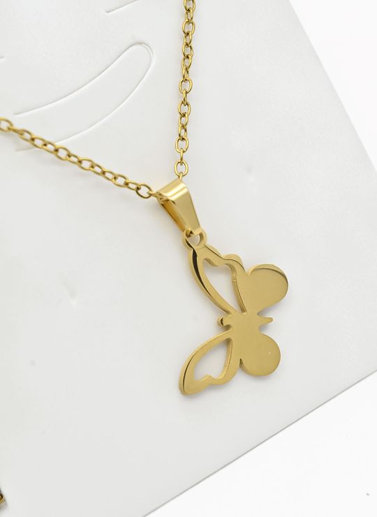 SET DE COLLAR, DIJE Y ARETES EN ACERO INOXIDABLE 316L