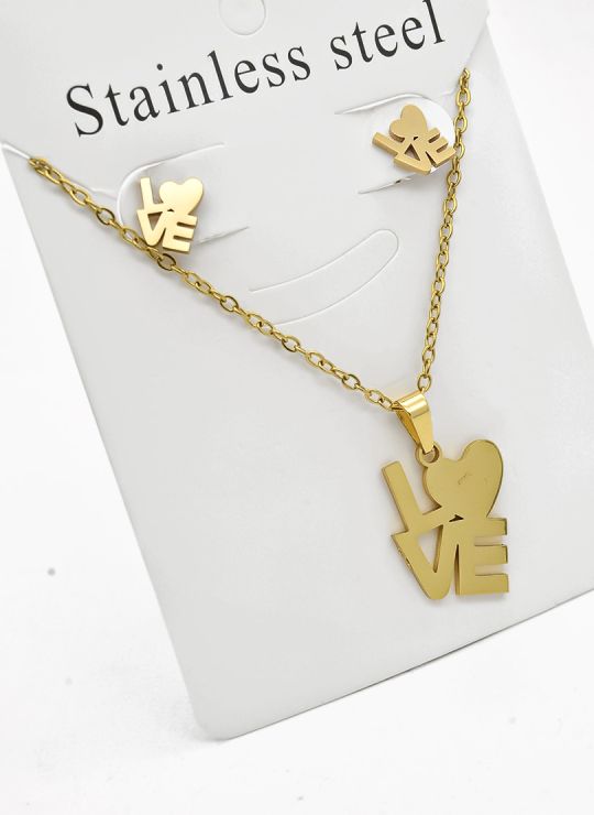 SET DE COLLAR, DIJE Y ARETES EN ACERO INOXIDABLE 316L