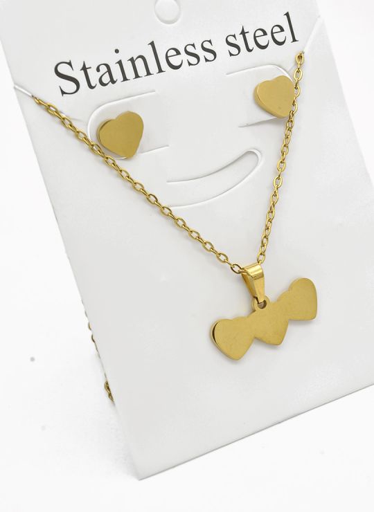 SET DE COLLAR, DIJE Y ARETES EN ACERO INOXIDABLE 316L