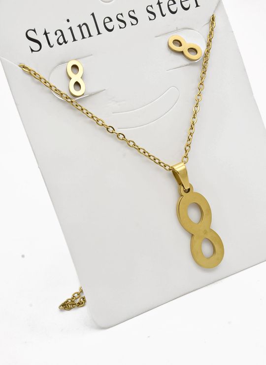 SET DE COLLAR, DIJE Y ARETES EN ACERO INOXIDABLE 316L