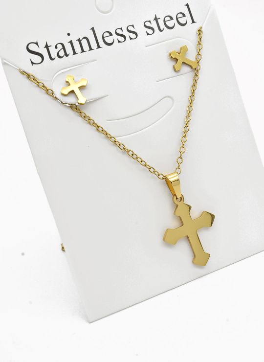 SET DE COLLAR, DIJE Y ARETES EN ACERO INOXIDABLE 316L
