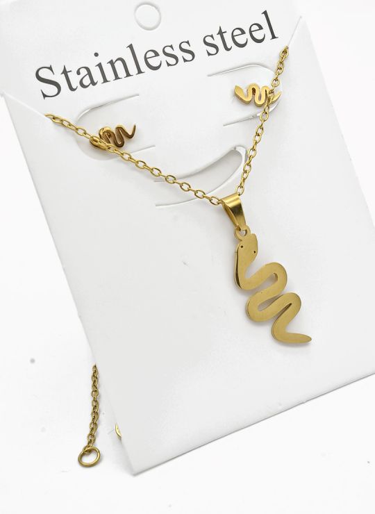 SET DE COLLAR, DIJE Y ARETES EN ACERO INOXIDABLE 316L