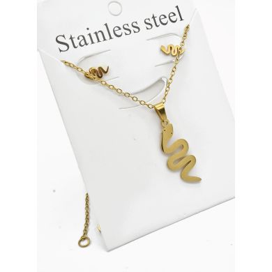 SET DE COLLAR, DIJE Y ARETES EN ACERO INOXIDABLE 316L