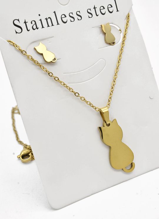 SET DE COLLAR, DIJE Y ARETES EN ACERO INOXIDABLE 316L