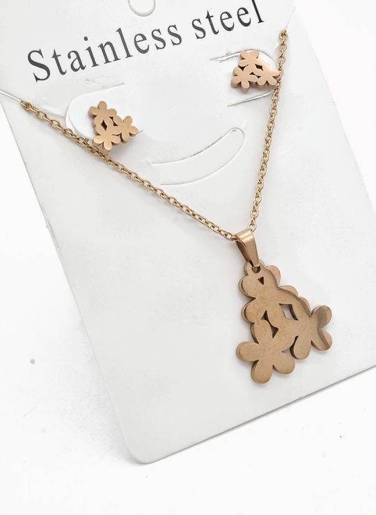 SET DE COLLAR, DIJE Y ARETES EN ACERO INOXIDABLE 316L