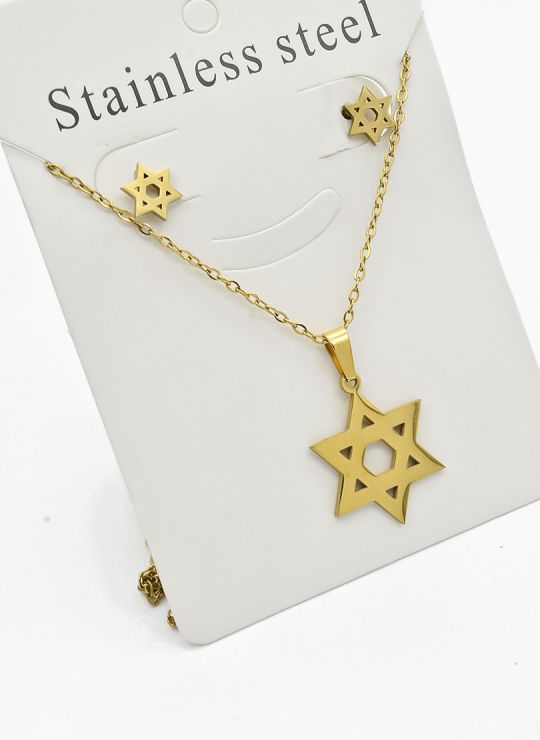 SET DE COLLAR, DIJE Y ARETES EN ACERO INOXIDABLE 316L