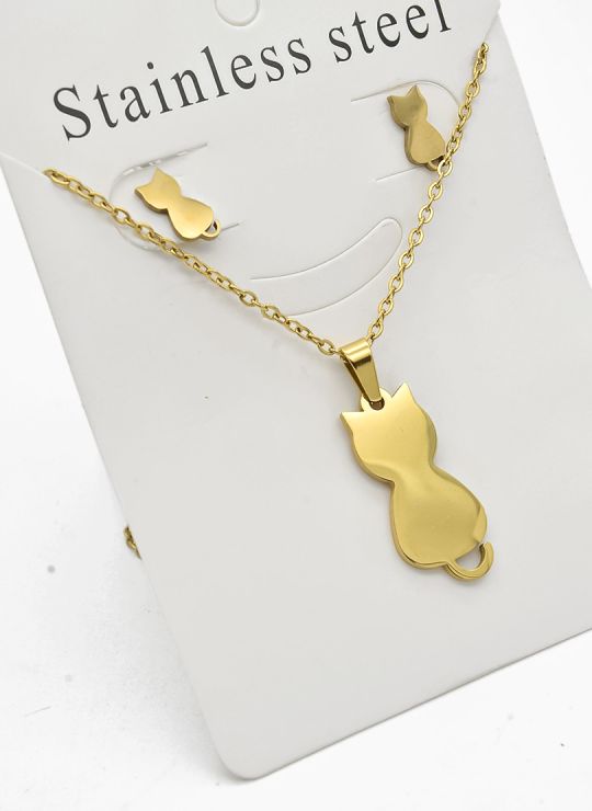 SET DE COLLAR, DIJE Y ARETES EN ACERO INOXIDABLE 316L