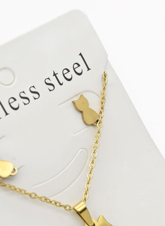 SET DE COLLAR, DIJE Y ARETES EN ACERO INOXIDABLE 316L