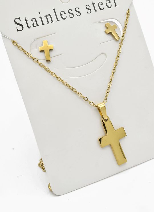 SET DE COLLAR, DIJE Y ARETES EN ACERO INOXIDABLE 316L