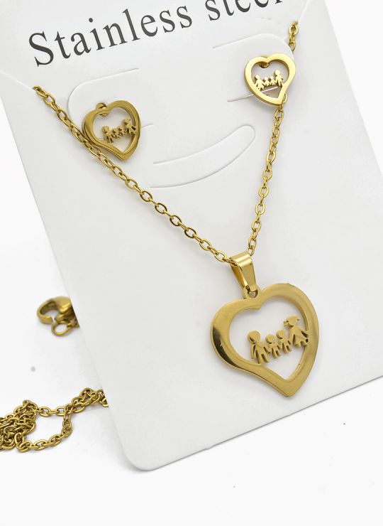 SET DE COLLAR, DIJE Y ARETES EN ACERO INOXIDABLE 316L