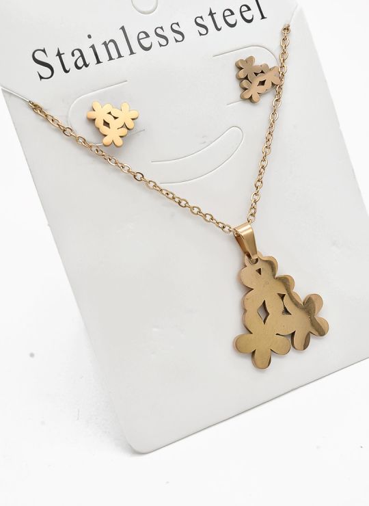 SET DE COLLAR, DIJE Y ARETES EN ACERO INOXIDABLE 316L