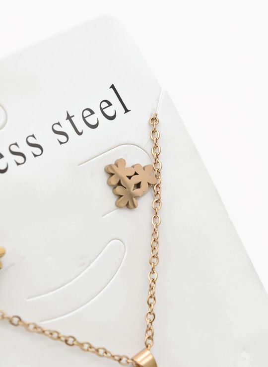 SET DE COLLAR, DIJE Y ARETES EN ACERO INOXIDABLE 316L