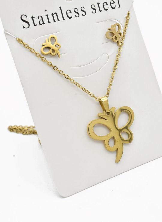 SET DE COLLAR, DIJE Y ARETES EN ACERO INOXIDABLE 316L