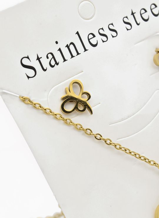 SET DE COLLAR, DIJE Y ARETES EN ACERO INOXIDABLE 316L