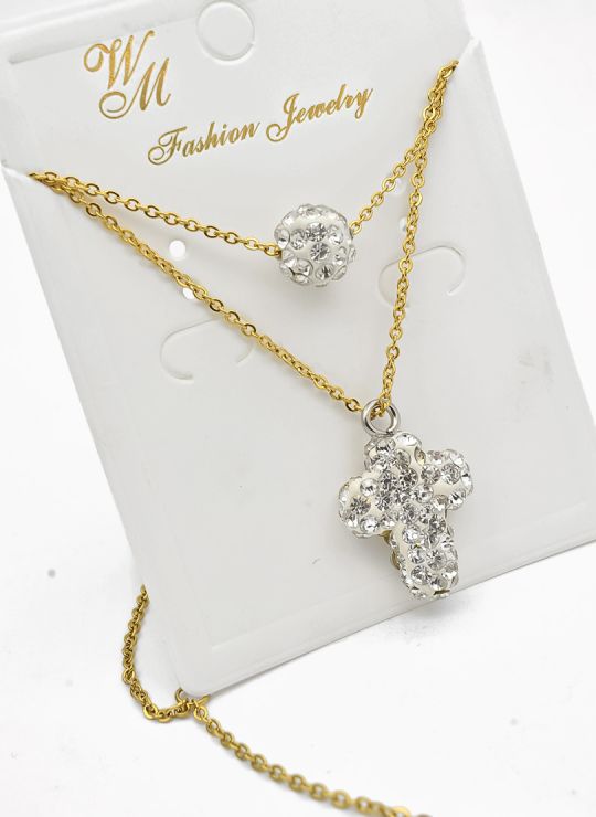 SET DE COLLAR, DIJE Y ARETES EN ACERO INOXIDABLE 316L