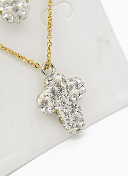 SET DE COLLAR, DIJE Y ARETES EN ACERO INOXIDABLE 316L