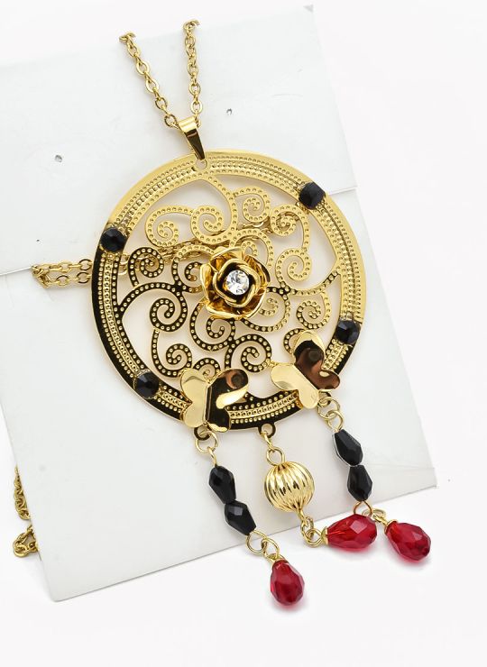SET DE COLLAR, DIJE Y ARETES EN ACERO INOXIDABLE 316L