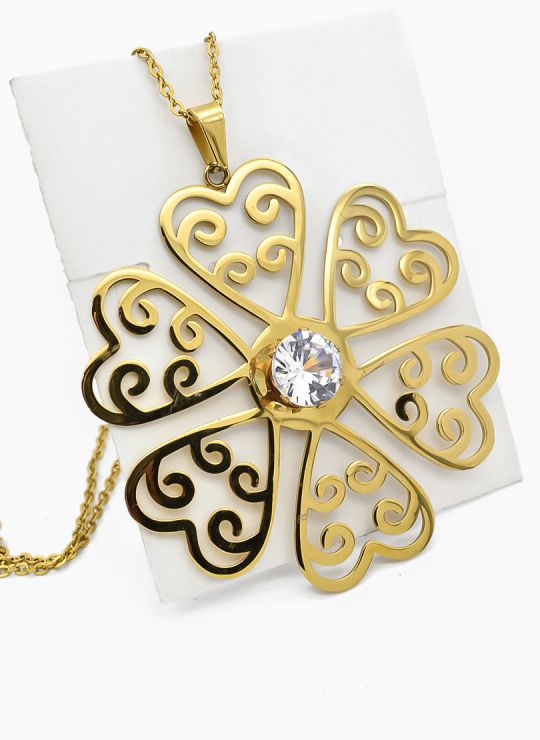 SET DE COLLAR, DIJE Y ARETES EN ACERO INOXIDABLE 316L