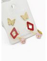 SET DE ARETES X 3 CRISTALES SURTIDO/ACERO INOXIDABLE