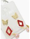 SET DE ARETES X 3 CRISTALES SURTIDO/ACERO INOXIDABLE