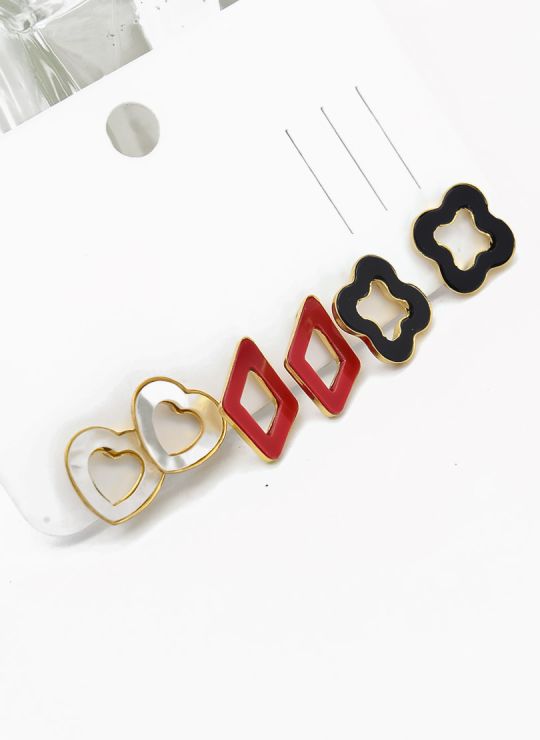 SET DE ARETES X 3 CRISTALES SURTIDO/ACERO INOXIDABLE