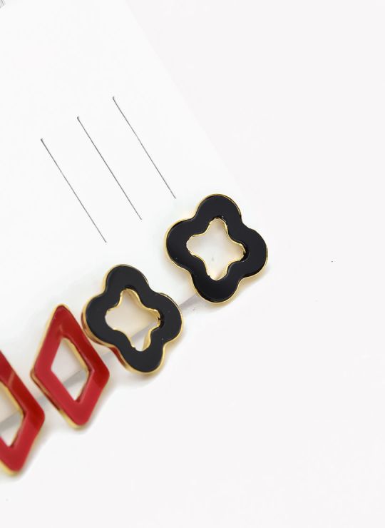 SET DE ARETES X 3 CRISTALES SURTIDO/ACERO INOXIDABLE