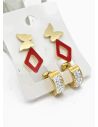 SET DE ARETES X 3 CRISTALES SURTIDO/ACERO INOXIDABLE