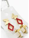 SET DE ARETES X 3 CRISTALES SURTIDO/ACERO INOXIDABLE