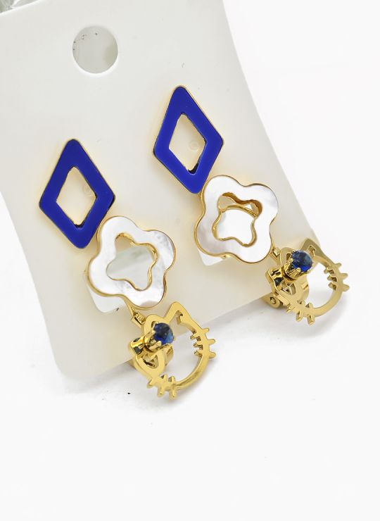 SET DE ARETES X 3 CRISTALES SURTIDO/ACERO INOXIDABLE