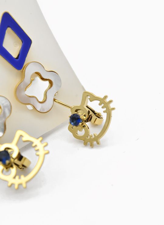 SET DE ARETES X 3 CRISTALES SURTIDO/ACERO INOXIDABLE