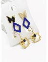 SET DE ARETES X 3 CRISTALES SURTIDO/ACERO INOXIDABLE