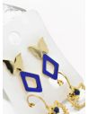 SET DE ARETES X 3 CRISTALES SURTIDO/ACERO INOXIDABLE