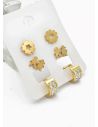 SET DE ARETES X 3 CRISTALES SURTIDO/ACERO INOXIDABLE