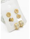 SET DE ARETES X 3 CRISTALES SURTIDO/ACERO INOXIDABLE