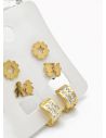 SET DE ARETES X 3 CRISTALES SURTIDO/ACERO INOXIDABLE