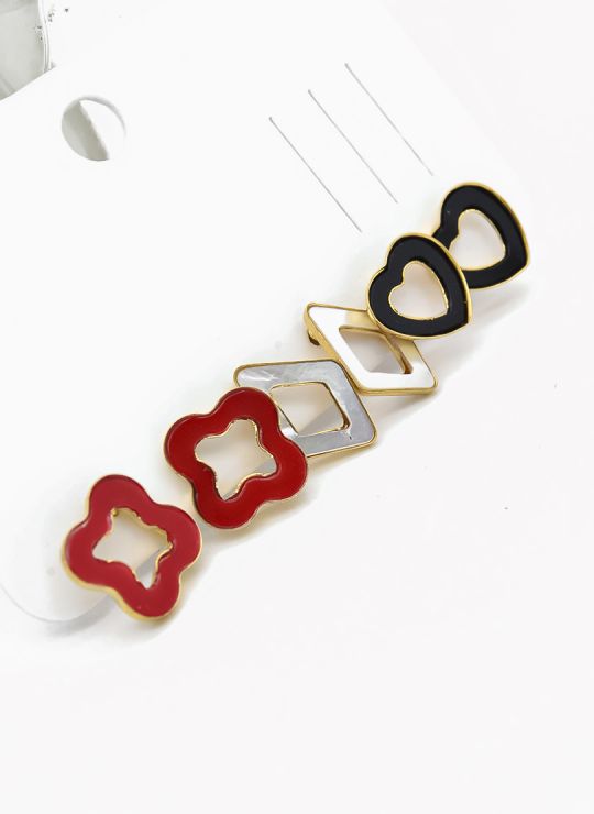SET DE ARETES X 3 CRISTALES SURTIDO/ACERO INOXIDABLE