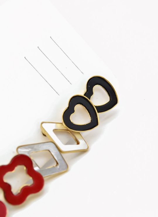 SET DE ARETES X 3 CRISTALES SURTIDO/ACERO INOXIDABLE