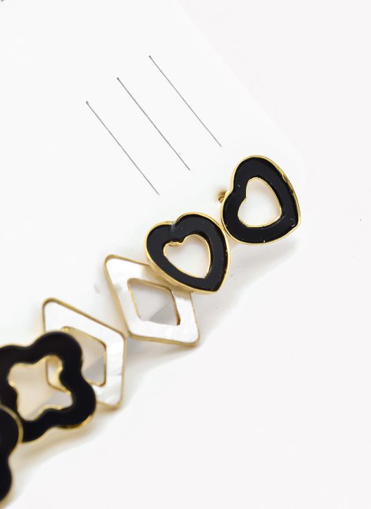 SET DE ARETES X 3 CRISTALES SURTIDO/ACERO INOXIDABLE