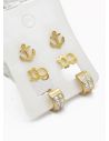 SET DE ARETES X 3 CRISTALES SURTIDO/ACERO INOXIDABLE