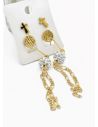 SET DE ARETES X 3 CRISTALES SURTIDO/ACERO INOXIDABLE
