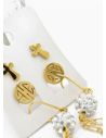 SET DE ARETES X 3 CRISTALES SURTIDO/ACERO INOXIDABLE