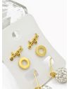 SET DE ARETES X 3 CRISTALES SURTIDO/ACERO INOXIDABLE