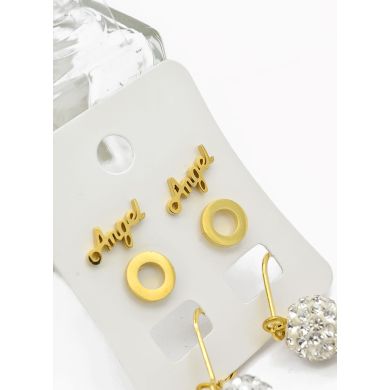 SET DE ARETES X 3 CRISTALES SURTIDO/ACERO INOXIDABLE