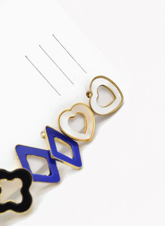 SET DE ARETES X 3 CRISTALES SURTIDO/ACERO INOXIDABLE