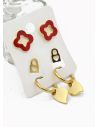 SET DE ARETES X 3 CRISTALES SURTIDO/ACERO INOXIDABLE